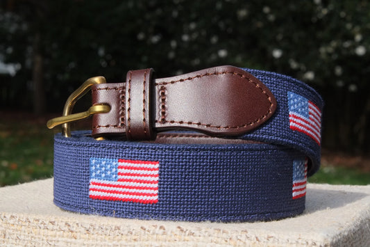 American Flag Needlepoint belt